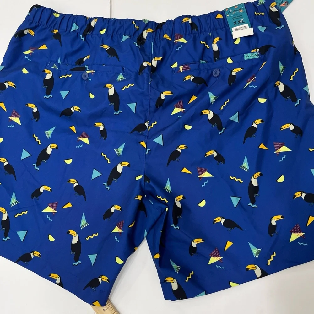 NWT JOE MARTIN Men’s Hybrid Short - Bathing Suit in Blue with Toucans Size‎ 2XL